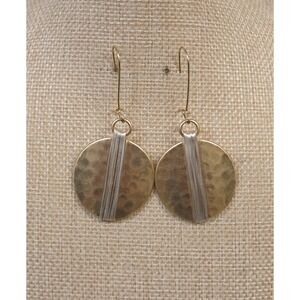 Robert Lee Morris Soho Brushed Gold Tone Silver Wire Wrapped Dangle Earrings